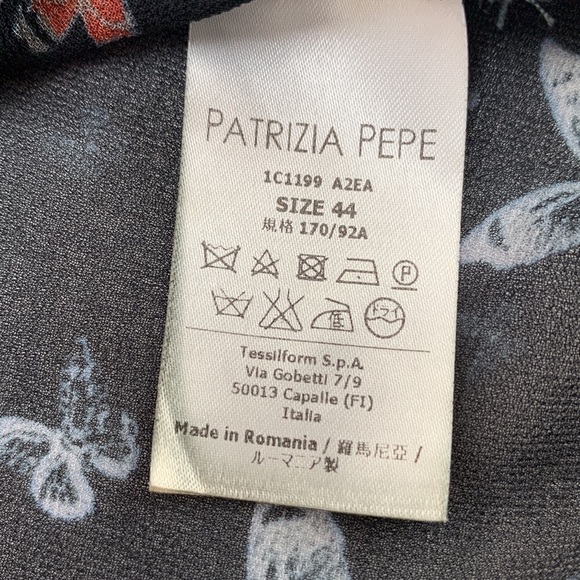 Patrizia Pepe Black Sheer Butterfly Print Ruffle Trim Top Size 44 (small… - Picture 8 of 16